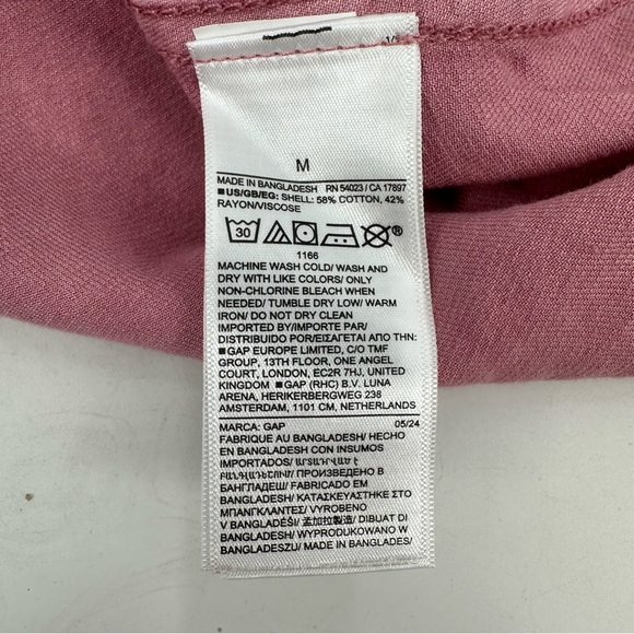 GAP FACTORY Denim Western Shirt Womens M Pink Pearl Snap Long Sleeve Top NEW - Picture 5 of 11